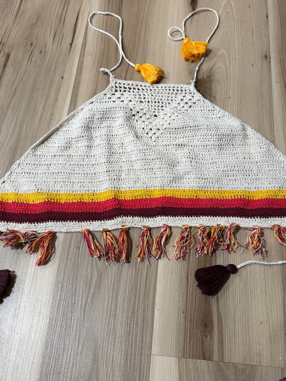 Earthbound Cream Crochet Top with Yellow Accent